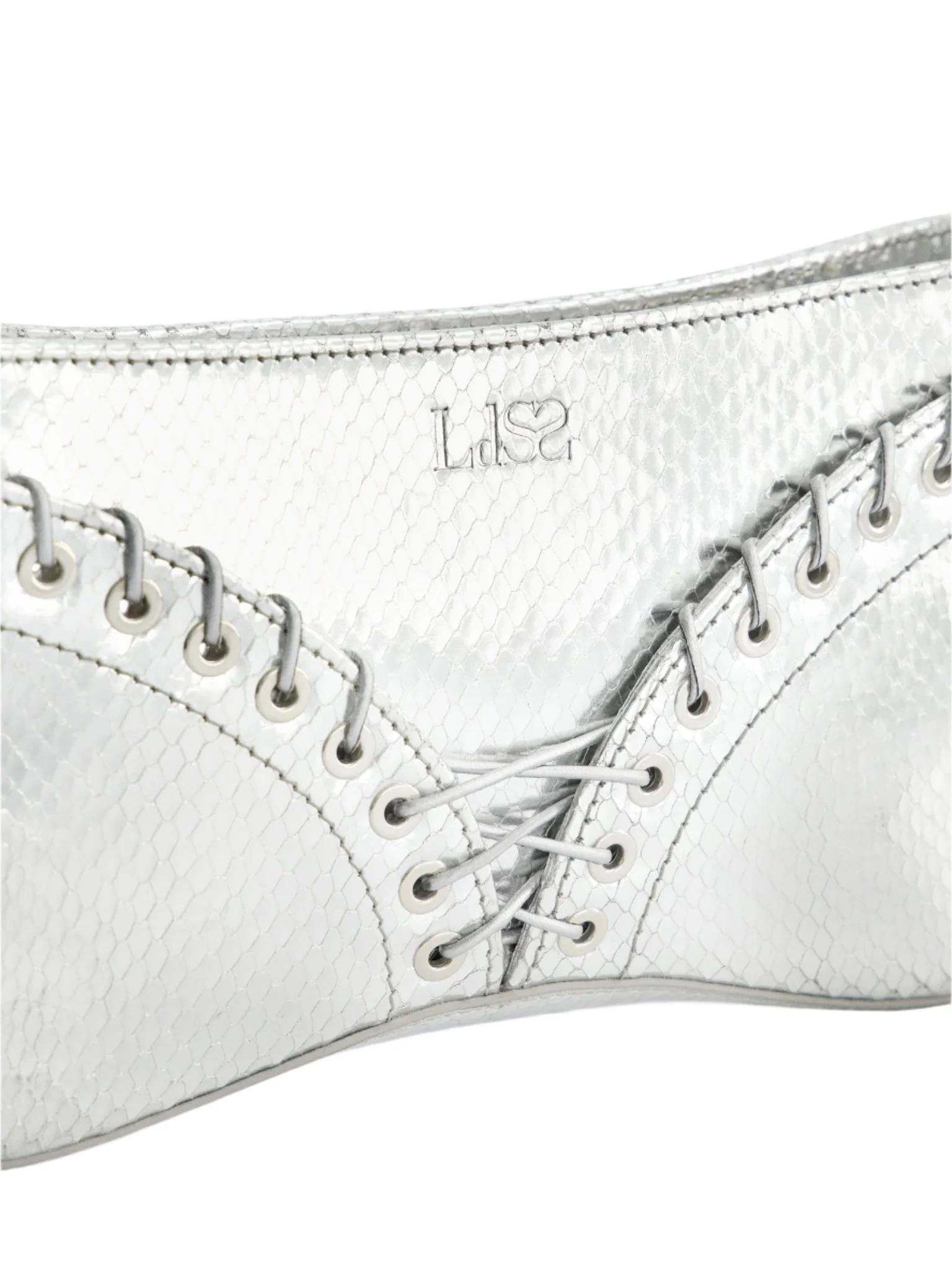 The Cleavage Bag Silver Embossed Leather - Image 3