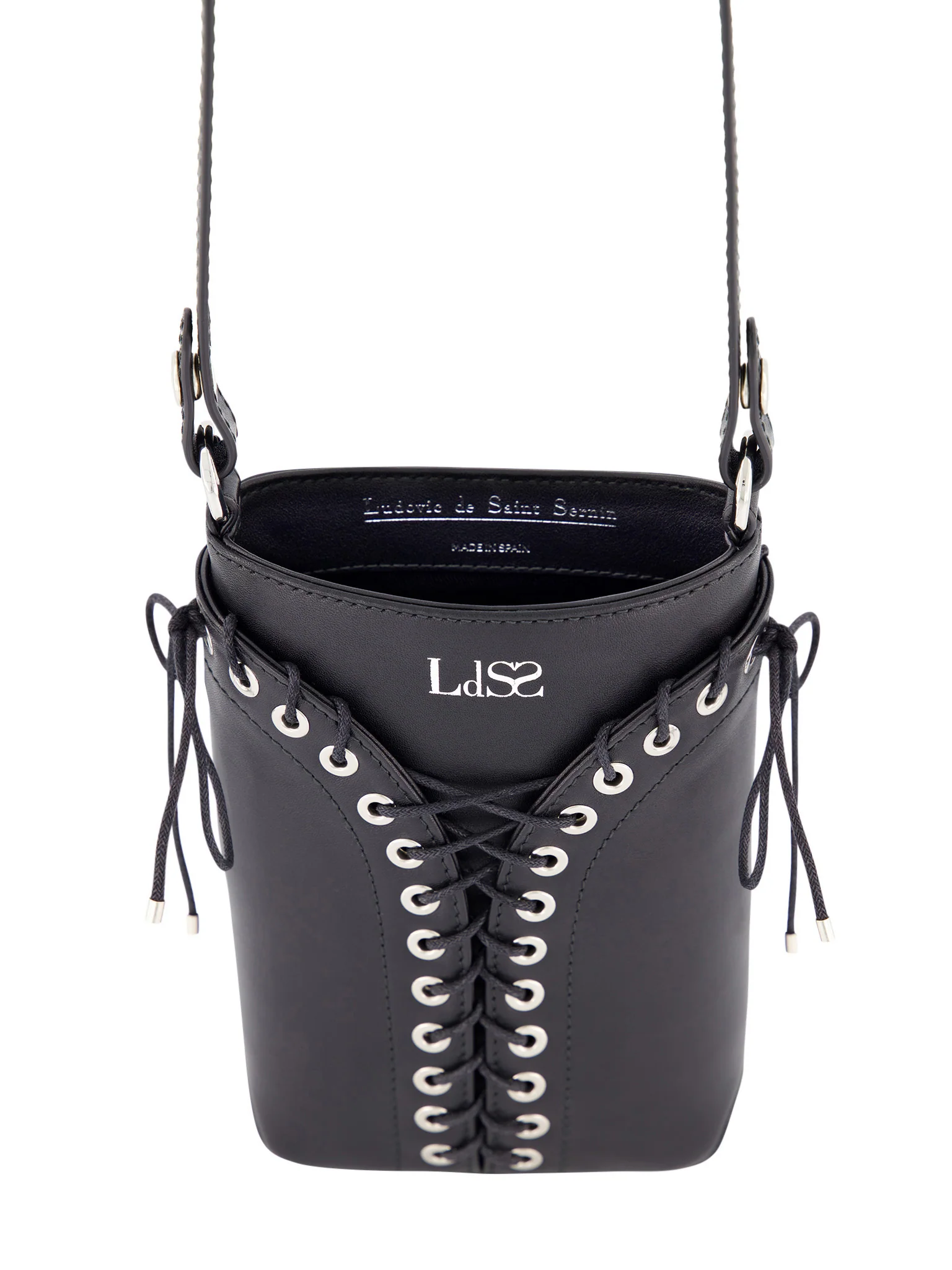 The Cleavage Crossbody Bag in Black Leather - Image 3